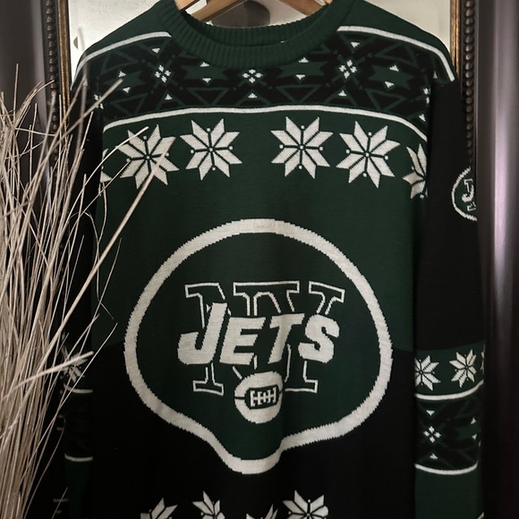 Jets Green and White Men's Sweater Size Large - Picture 2 of 4